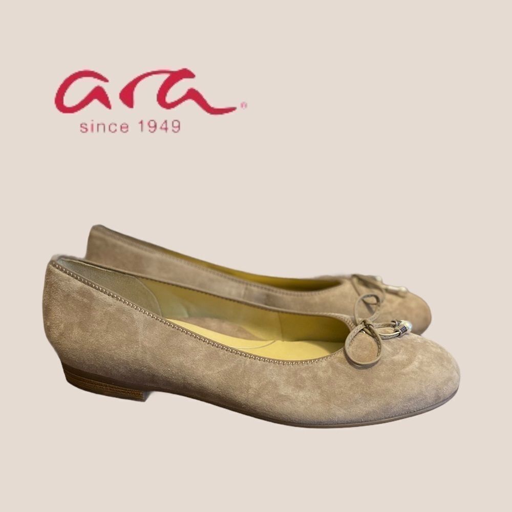 NWOT Ara Suede Leather Pearl Ballet Flats 5.5 - Picture 2 of 5